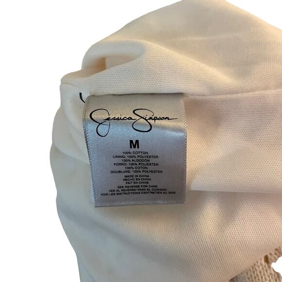Jessica Simpson Dress White Knit Sweater Fit & Flare Lined Womens Size Medium - Picture 8 of 10